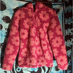 New! Pacsun pink floral fuzzy sweater